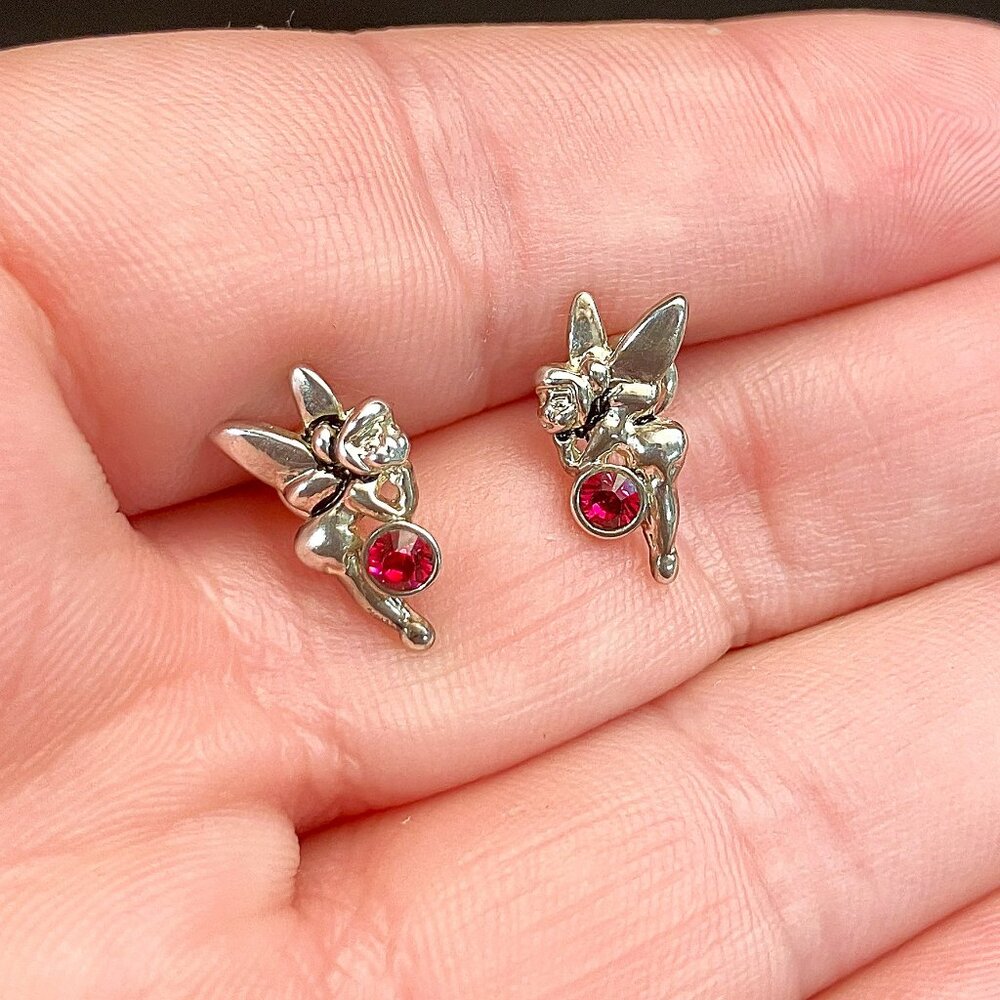 Vintage Disney Parks Tinkerbell July Birthstone Earrings - Picture 1 of 3
